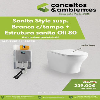 Sanita Style R suspensa c/tampo + Estrutura Sanita Oli 80