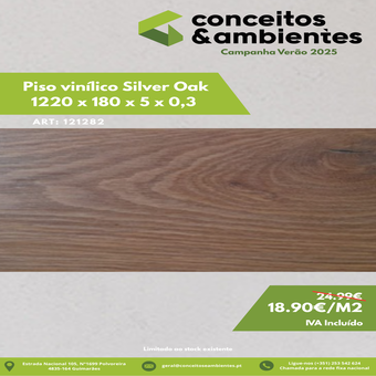 Piso Flutuante Vinílico 1220X180X5X0,3 MM Silver Oak SPC