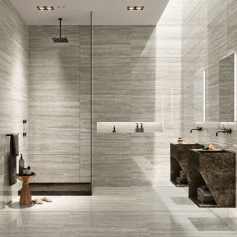 Pavimento Prestige Travertino Grey 99PT3 90X90 Polido Com.